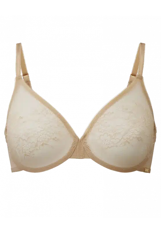 Glossies Lace Sheer Moulded Bra - Nude