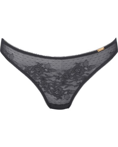 glossies lace thong charcoal