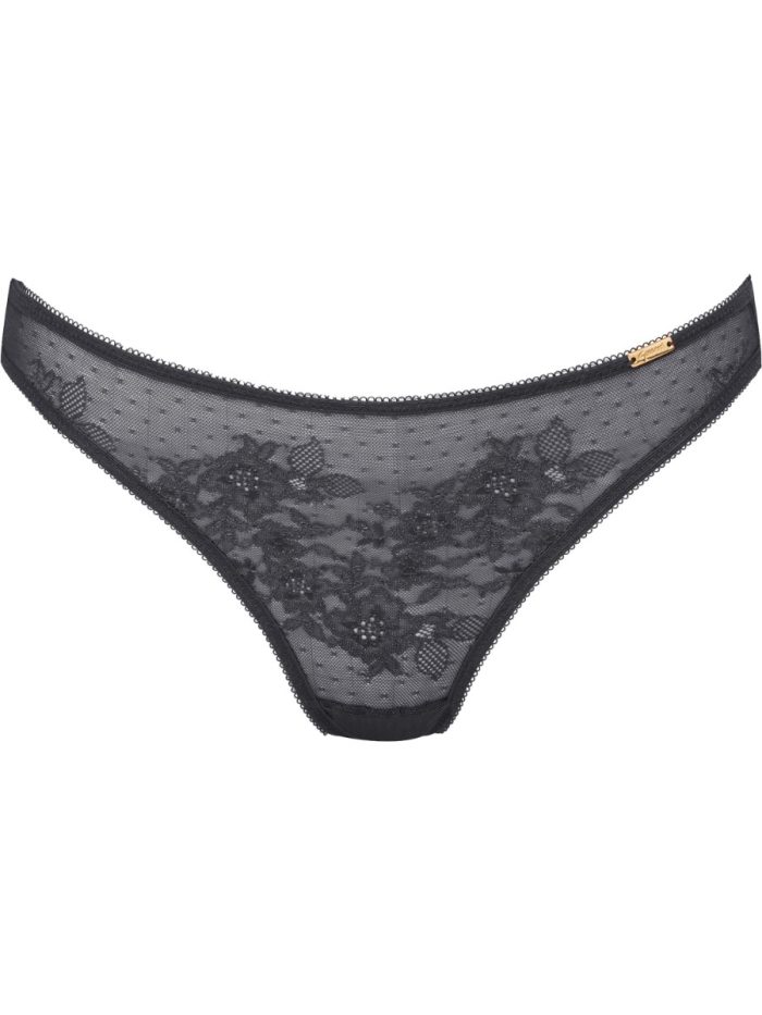 glossies lace thong charcoal