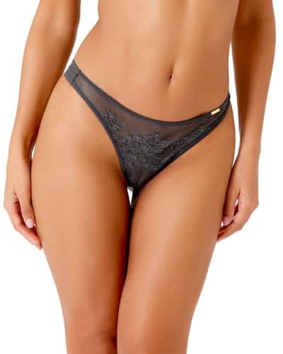 glossies lace thong charcoal