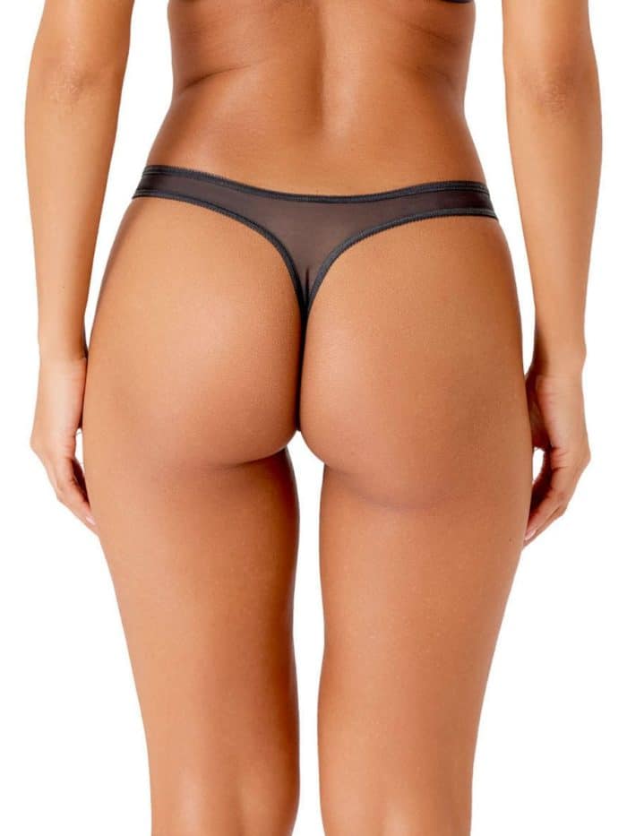 glossies lace thong charcoal