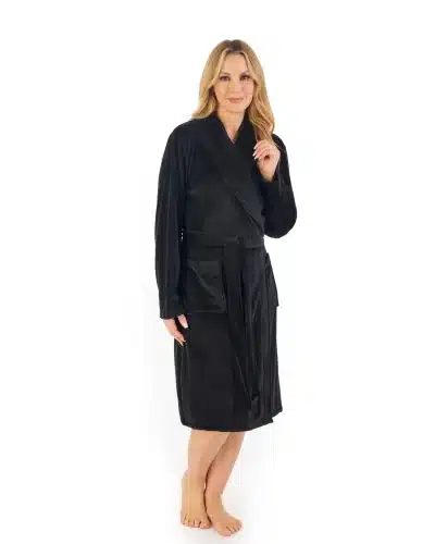 collared dressing gown black black