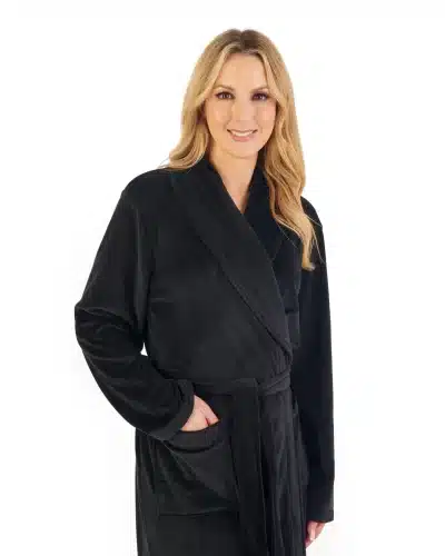 collared dressing gown black black