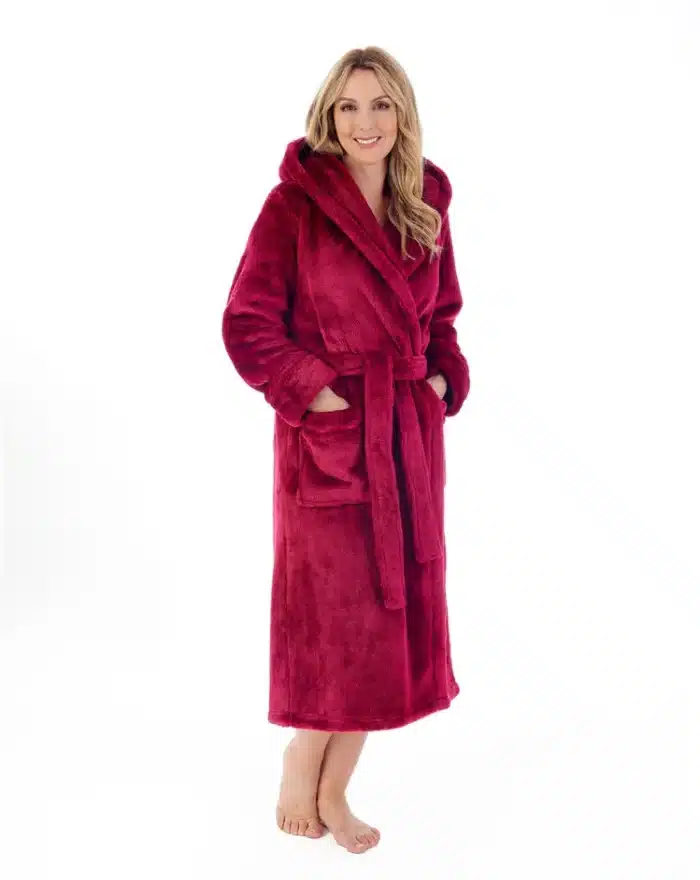 hooded dressing gown raspberry raspberry