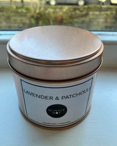 20cl rose tin lavender and patchouli candle