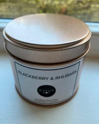 20cl rose tin blackberry and rhubarb candle