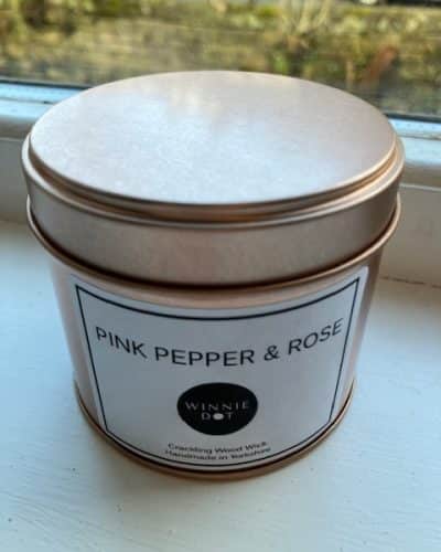 20cl rose tin pinkpepper and rose candle